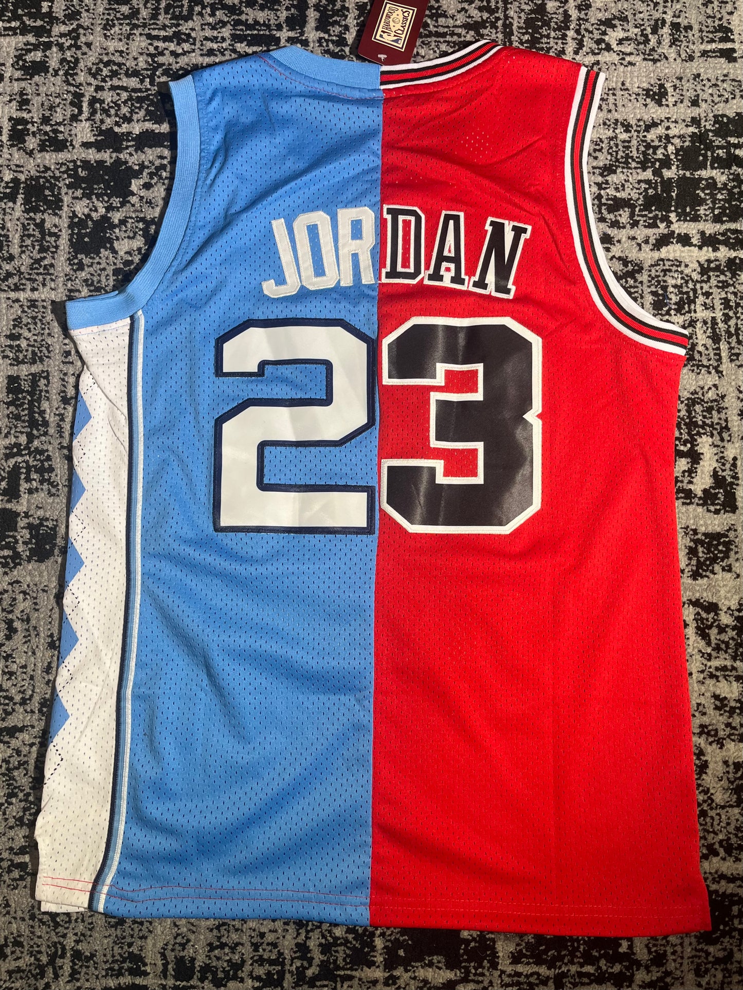 Michael Jordan Mitchell and Ness Half and Half Jersey