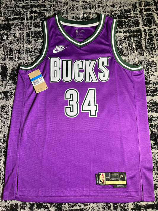 Giannis Antetokounmpo Purple Nike Throwback Jersey 2023'